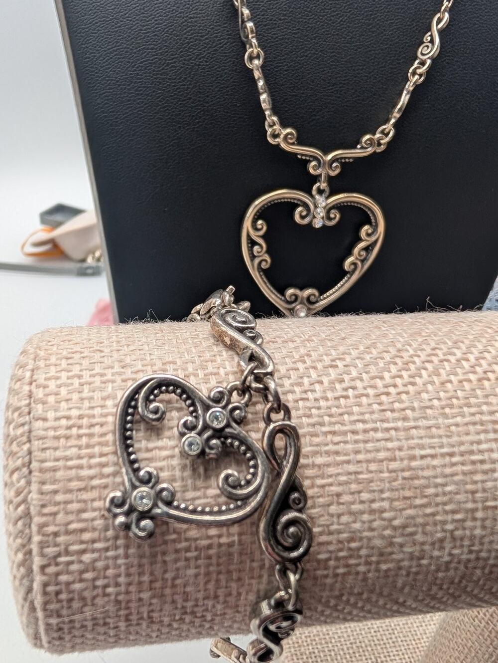 Brighton Palazzo Heart Silver Crystal Retired Bracelet Some Fading Retired Rvrs